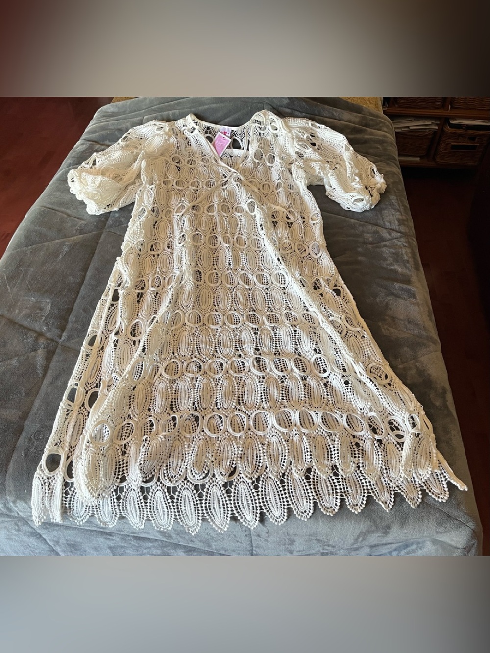 Crochet Lace Cover-Up Dress in white